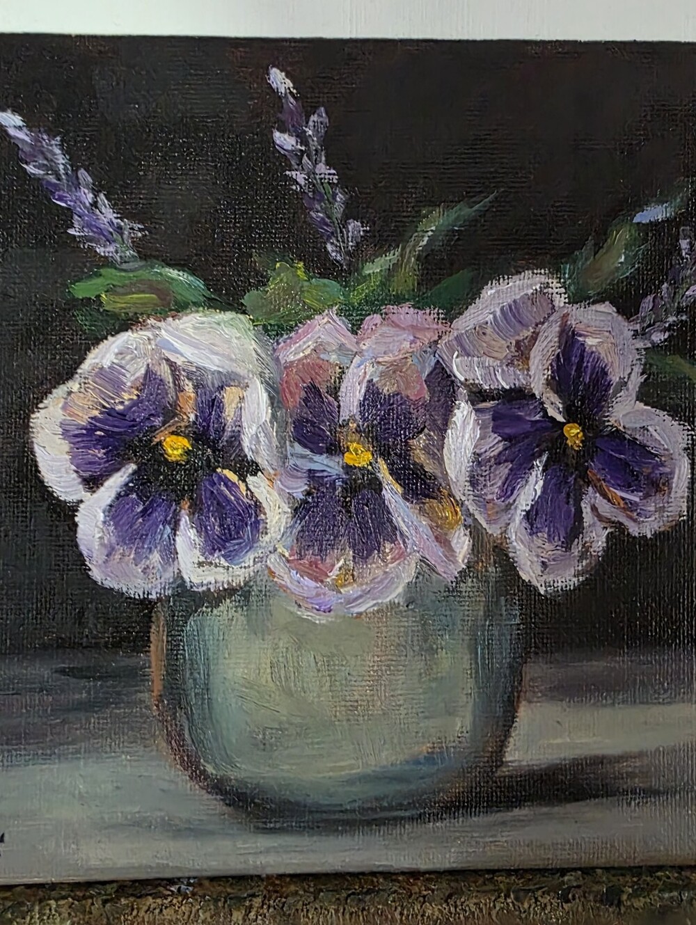 Abstract oil Painting Still Life Pansies